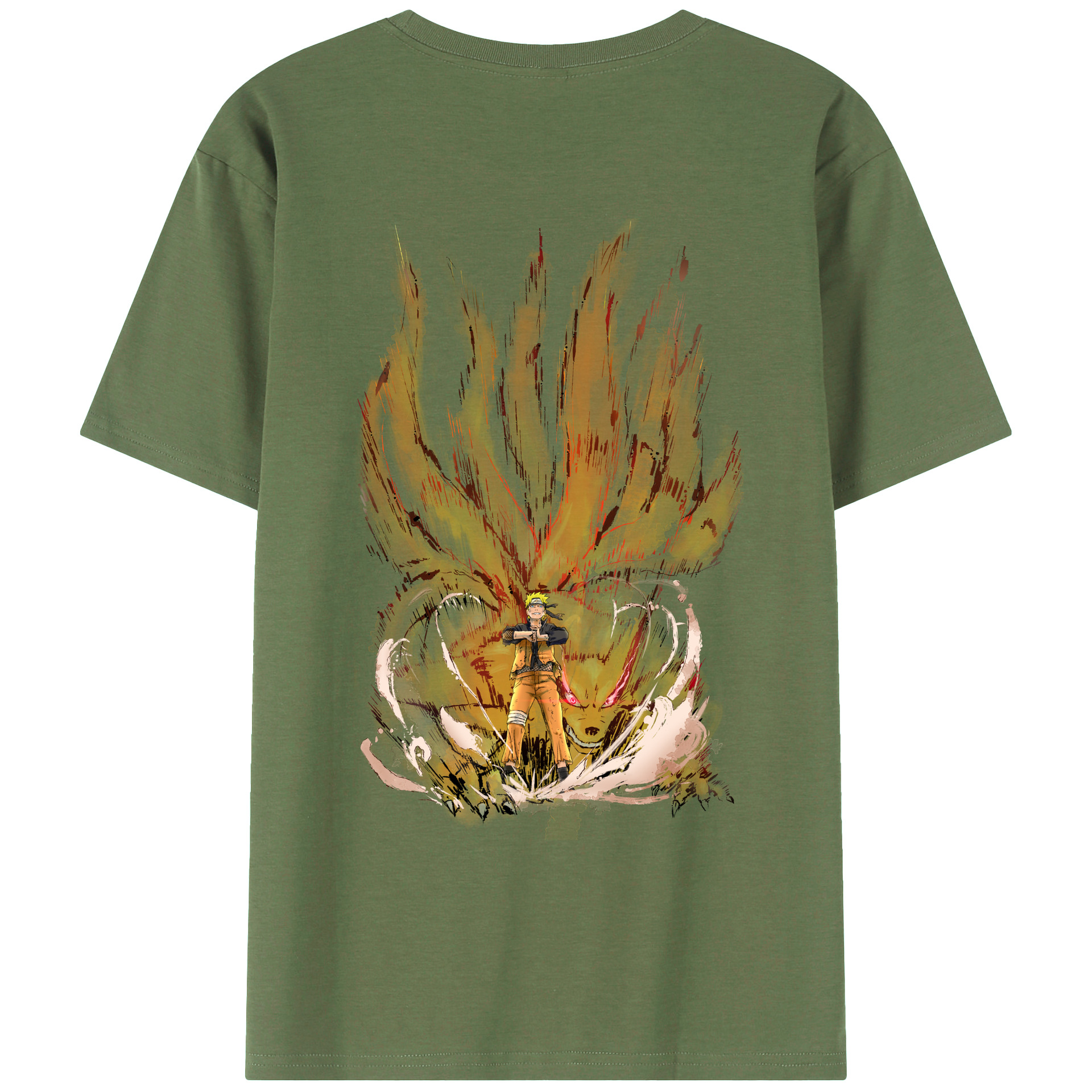 （画像用） NARUTO -ナルト- うずまき ナルト Uzumaki Naruto 綿100％ メンズ半袖Tシャツ（バックプリント） 通気性